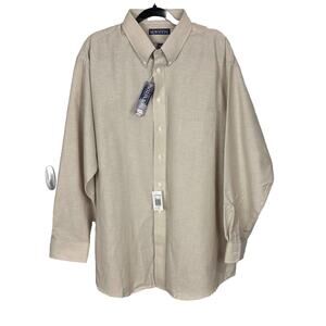 59th Street Brownstone Men's Beige Shirt Button Down Long Sleeve Size 18 34/35